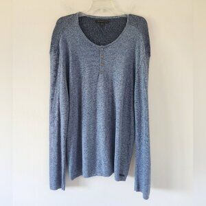 JOHN VARVATOS | Crewneck Sweater Cotton Wool Blend Navy Blue Ribbed Mens Sz XXL